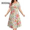 Summer Women's Casual Loose Short-sleeved Dress Elegant Party Evening Dress Women's A-line Skirt 3d Floral Pullover Dress