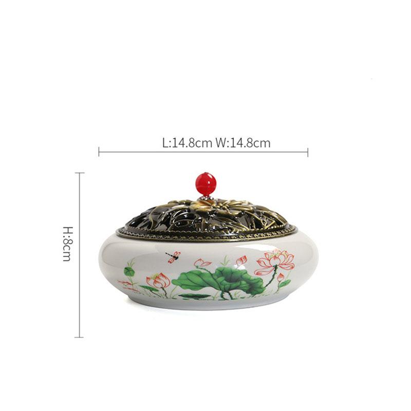 FY 12 Hours Coil Incense Burner Ceramic Applique Large Insence Holder Moxibustion Seal Cutting Mosquito Repellent Incense Base