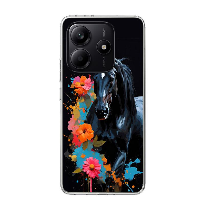 Animal Black Horse Case Phone Cover for Xiaomi Redmi Note 14 13 12S 12 11S 11 11T 11E 10S 10 Pro Plus 9 9S 5G + Trend Fundas