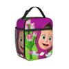 Cartoon M-Masha and Bear Thermal Insulated Lunch Bag for School Reusable Food Bag Cooler Thermal Lunch Boxes