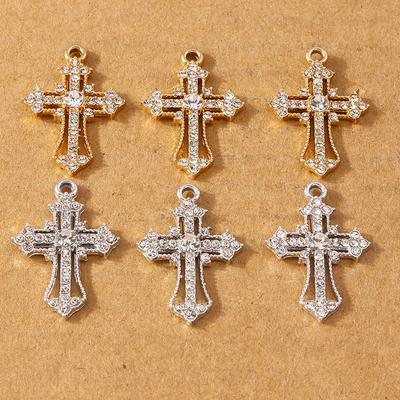 Luxury Crystal Rhinestones Religious Cross Charms Pendants for Jewelry Making Necklace Earrings DIY Accessories Supplies
