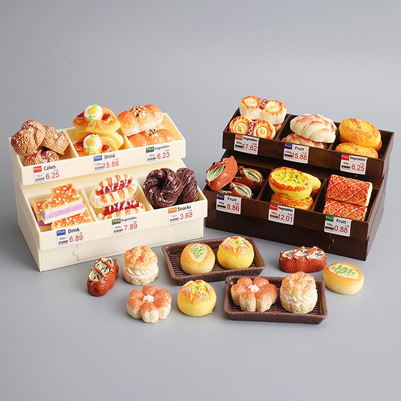 Puppenhaus Miniatur Mini Lebensmittel Ausstellungsständer Kuchen Brot Dessert Schrank Kanto Kochspeisekammer Möbel Modell Szene Requisiten