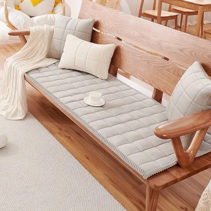 Subtil Eleganter Stil Kuschelige Plüsch Sofakissen Kuschelig Bequem Ganzjährig Allzweck Sofa Sitzkissen Extra Dicht Thermisch Einfarbig Holz 55x55cm 1pcs