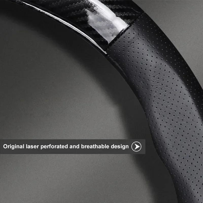 Para VOLKSWAGEN VW Nuevo Jetta VW Para Volkswagen Fibra de Cuero Funda para Volante de Coche Emblema Protector de Carbono Antideslizante Resistente al Desgaste