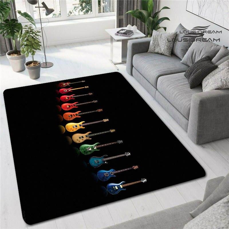 Tappetini stampati in 3D con chitarra colorata per soggiorno, tappeti antiscivolo, camera da letto, comodino, decorazione moderna per la casa, tappetini lavabili