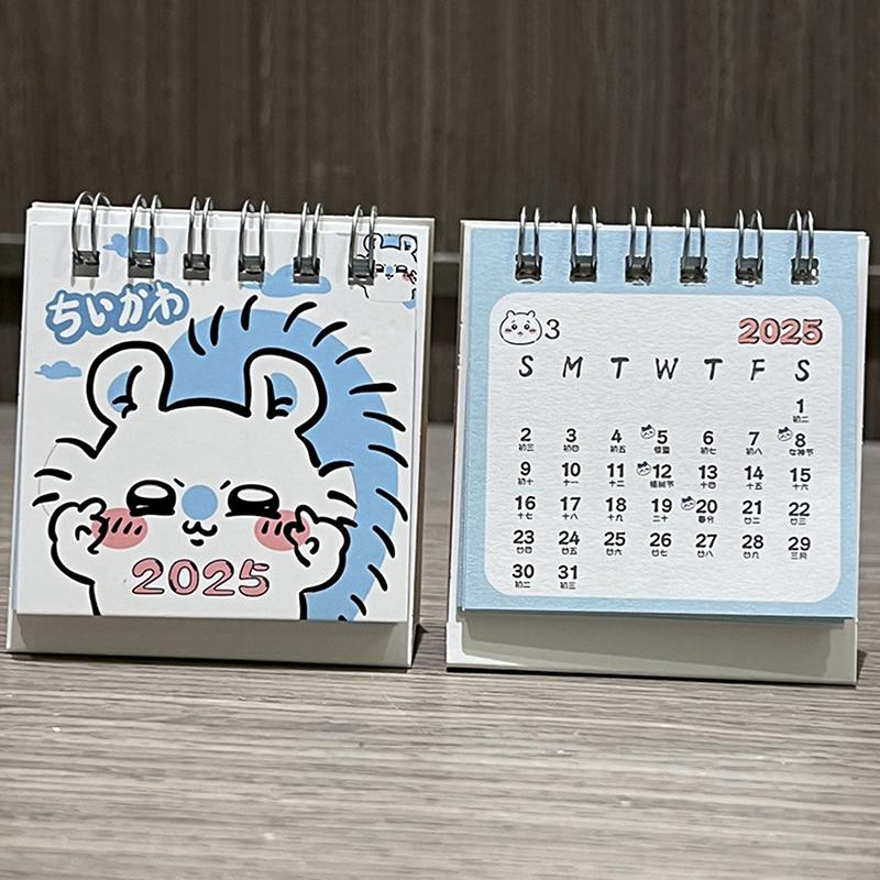 2025 Cartoon Chiikawa Mini-Tischkalender Kreative Bürodekoration Schreibtischkalender Tages-Memo-Kalender Lernplaner