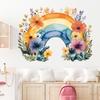 Adesivi Murali Arcobaleno Floreale Acquerello Cartone Animato, Decorazione Autoadesiva per Parete di Sfondo della Stanza dei Bambini, Decorazione per Scuola Materna