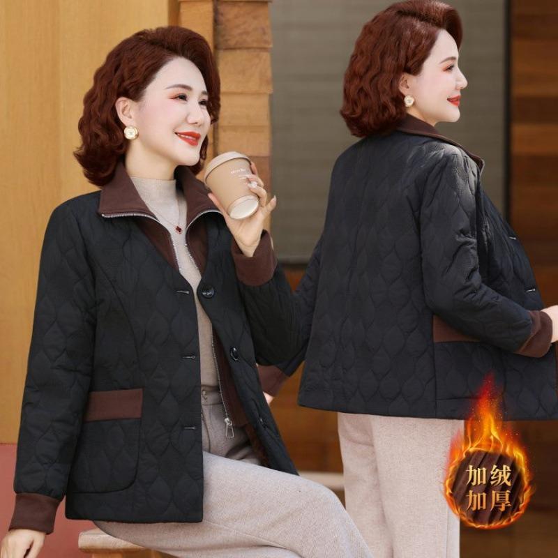 Short Warm Splicing Velvet Cotton-padded Clothes for Women's Autumn and Winter New Cotton-padded Jackets, Small Slim-fitting Cotton-padded Jackets