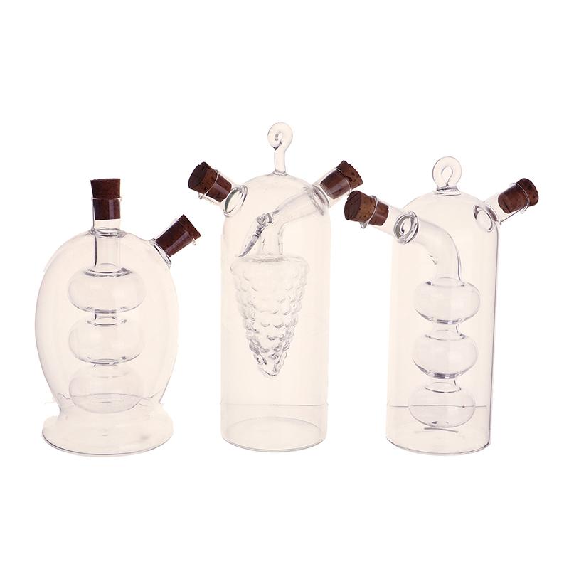 1Pc 2-in-1 Doppio Strato Bottiglia Salsa Olio Aceto Bottiglia di Vetro Condimento Sigillato Cucina Conservazione Bottiglie Barattoli Utensili da Cucina