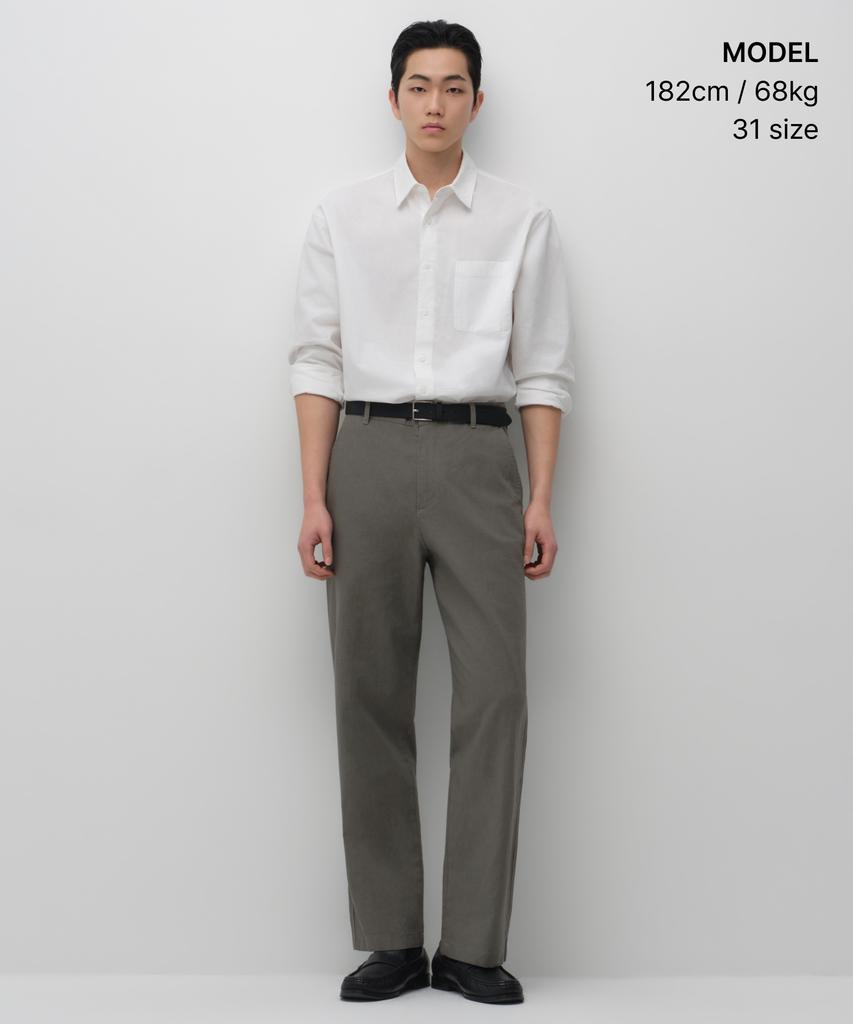 MUSINSA STANDARD [City Workers] Linen Blend Tapered Pants [Khaki Gray]