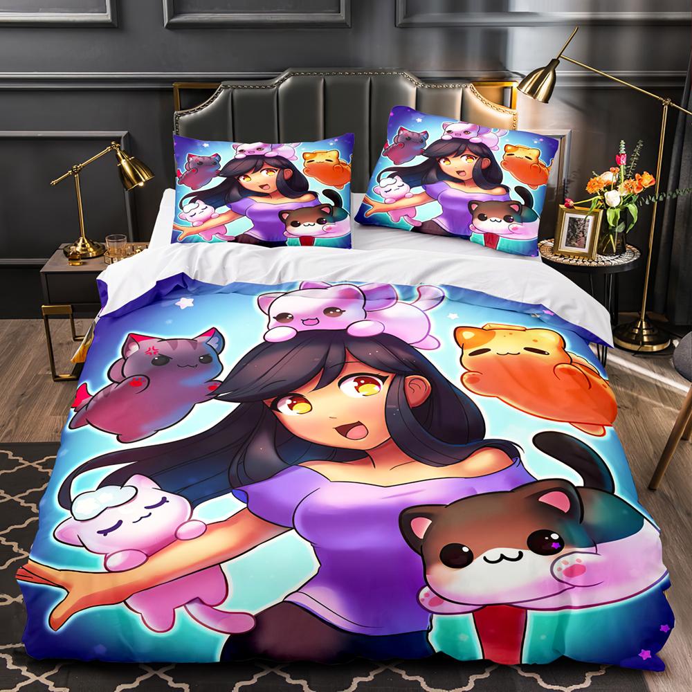 Comforter Aphmau Bedding Set Single Twin Full Queen King Size Kawaii Aphmau Bed Set Aldult Kid Bedroom Duvet Sets 3D Anime 034