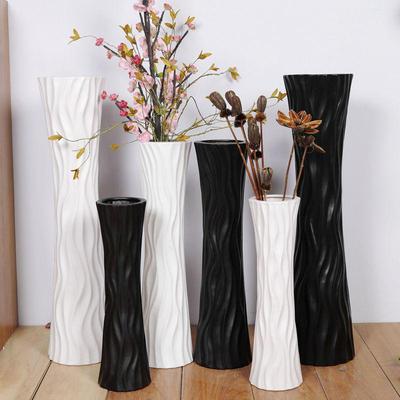 Vază Modernă de Podea din Ceramică Albă: Design Minimalist European pentru Ornamente de Sufragerie, Flori Uscate & de Mătase