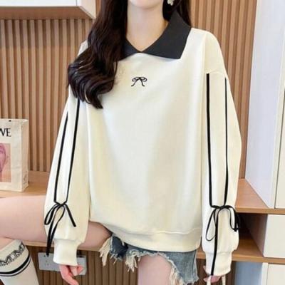 Navava Long Sleeve Ribbon Point Collar Sweatshirt Nt2287