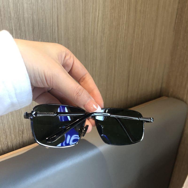 New Sunglasses For Men Crystal Glass For Driving Big Face Uv400 Green Sunglasses Metal High-Quality Double Beams
