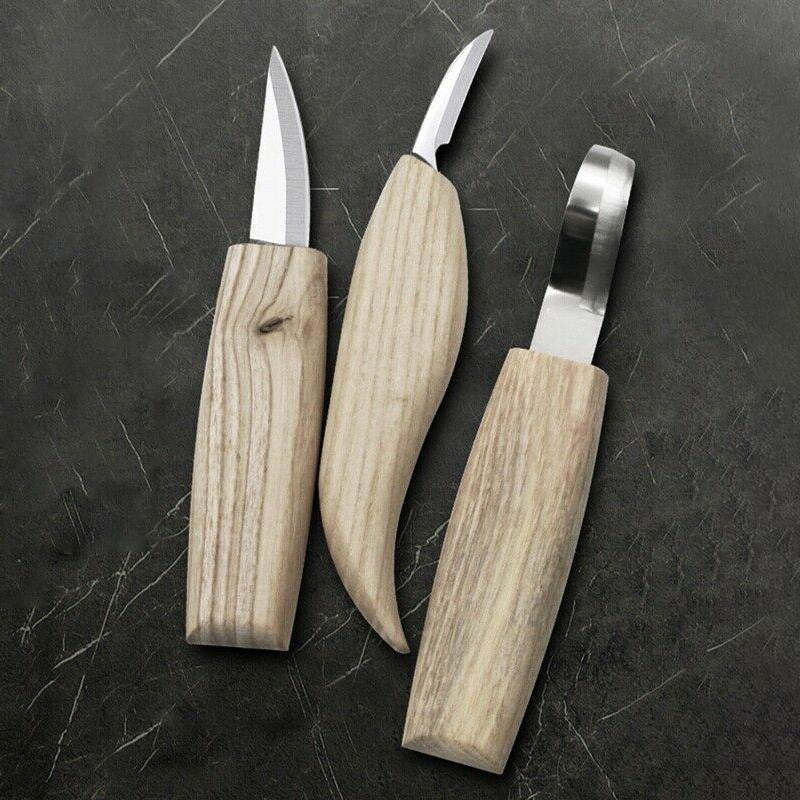 3Pcs Spoon Wood Carving Whittling Hook Knife Cutter Woodcarving Craft Hand Tools