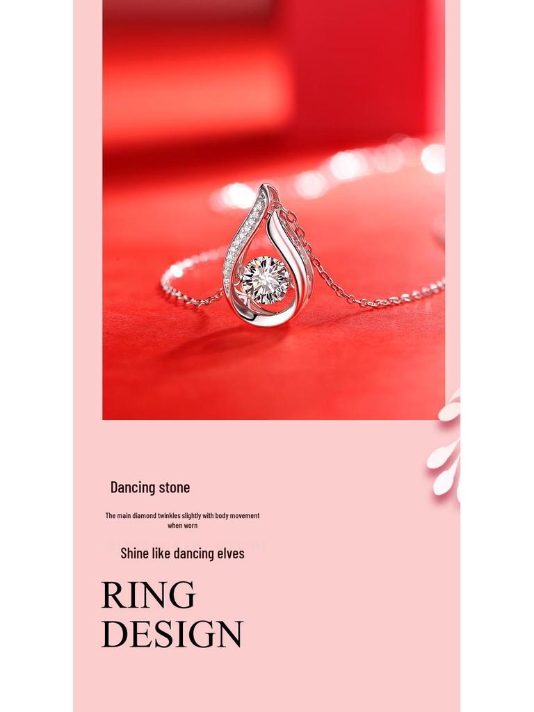 European American Fashion Moissanite Pendant Luxury Silver Choker Necklace for Women