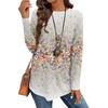 Women's Casual Plus SizeLong Sleeved Round Neck Vintage Ethnic Printing T-shirt Top Pullover