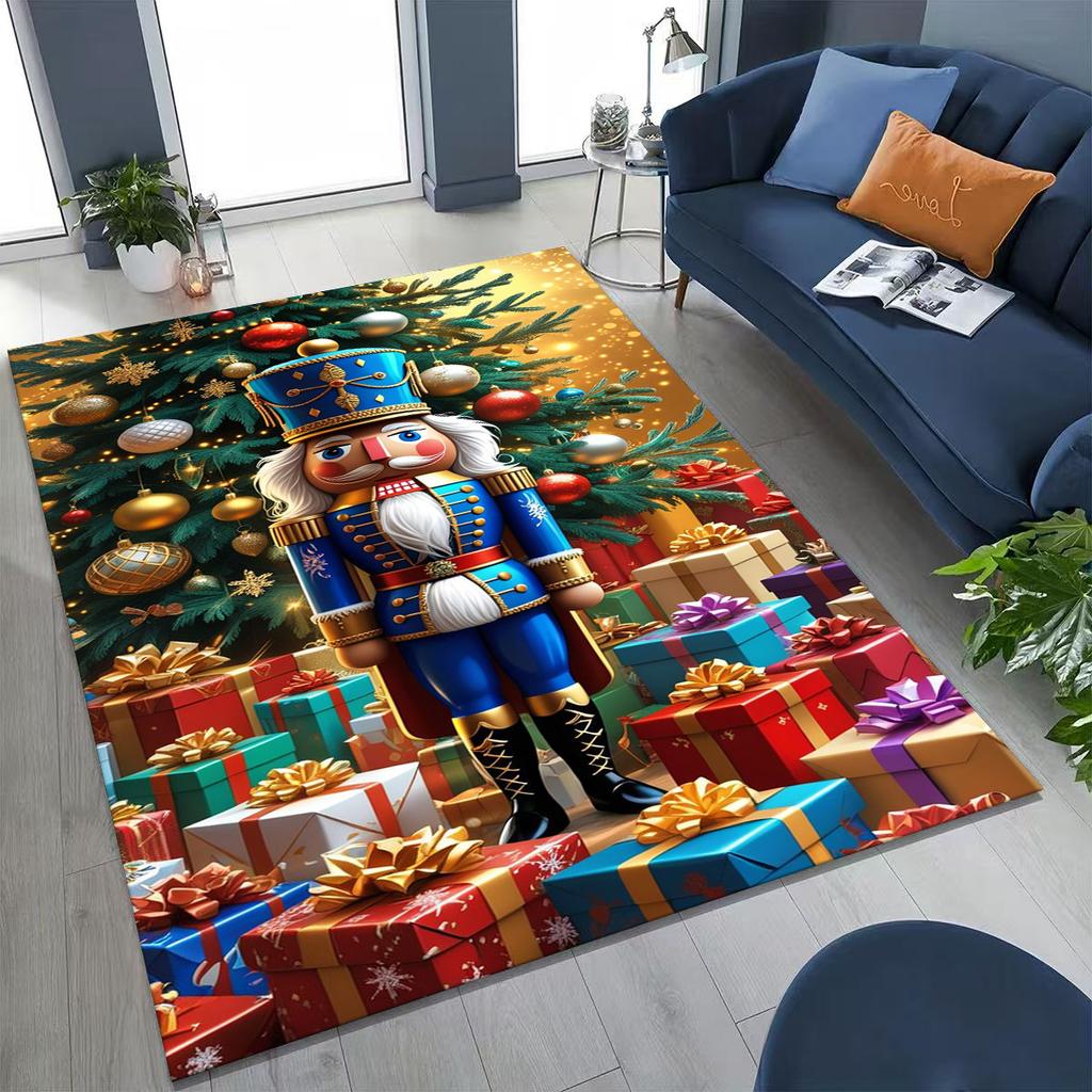 2026 New Nutcracker Merry Christmas Tree Cartoon Puppet Gift Carpet Rug for Bedroom Living Room Sofa Home Doormat Decor,Non-slip