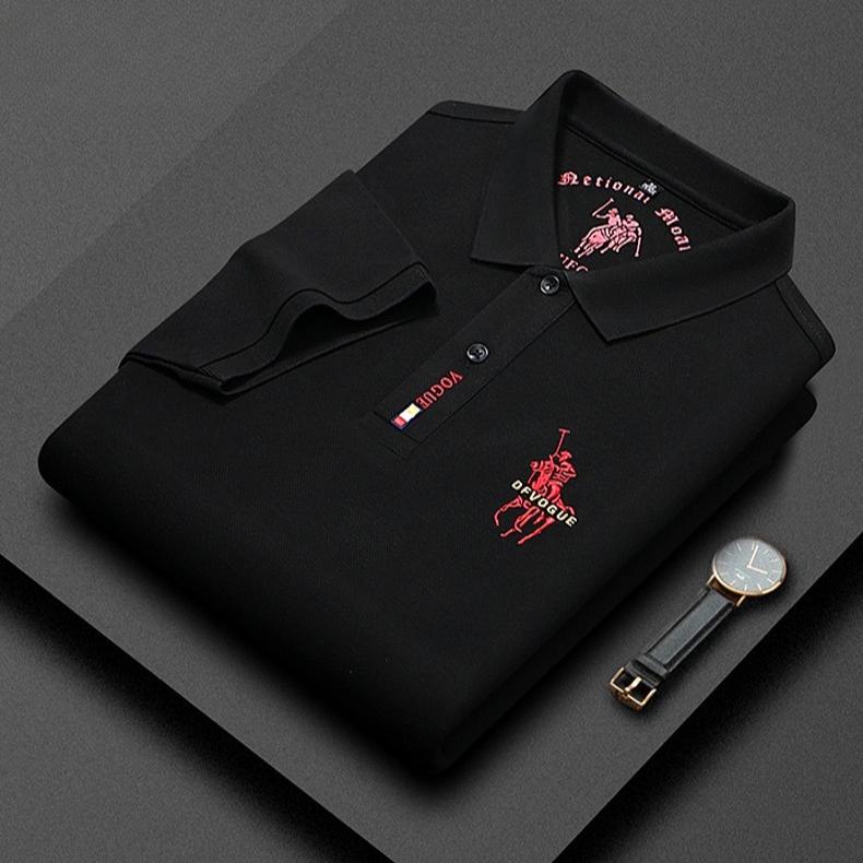 Trend Hub Ny High-end Herre Kortarmet T-skjorte Brodert Krage Poloskjorte Pluss Størrelse Paul Tynn Topp for Menn