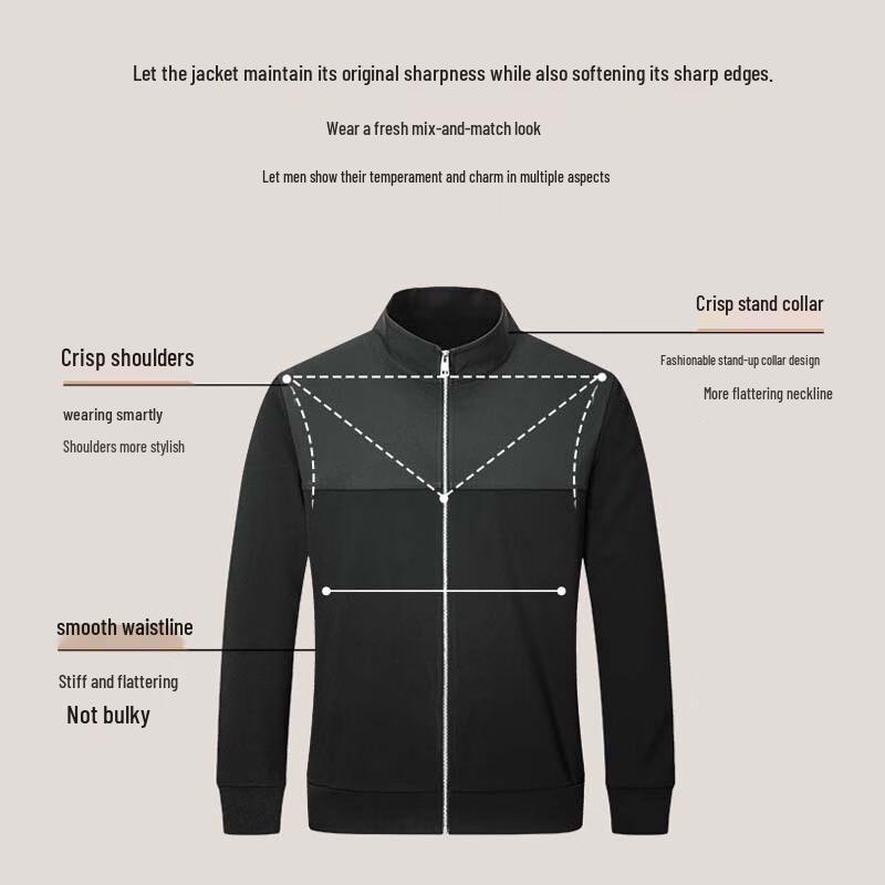 Septwolves Men's Stand-up Collar Spliced Knit Jacket