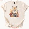 Fox T Shirt Autumn Leaves Watercolor Animal Art Nature Cream Vintage Versatile Comfortable Stretched Slightly