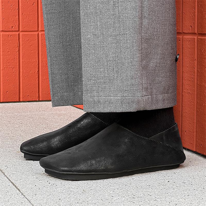 

Темные ретро кожаные туфли-лодочки пара больших размеров повседневная обувь одна педаль ленивые туфли 14712-24712-J 38 чёрный