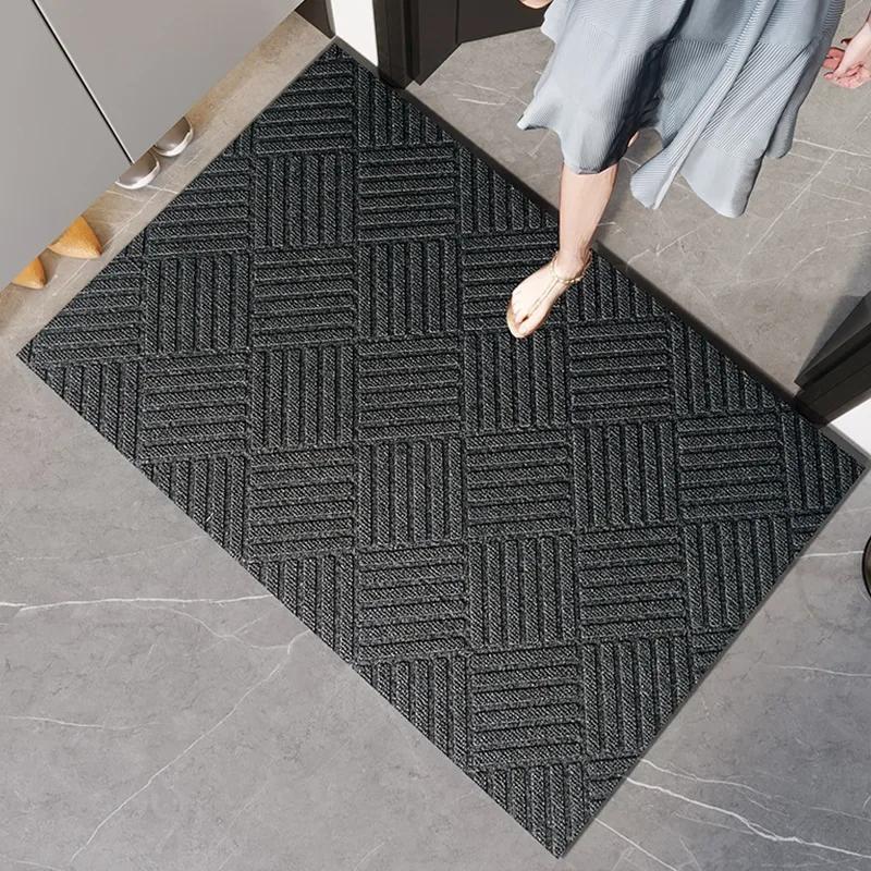 Thick Durable Absorbent Entrance Pad, Modern Non-Slip Rubber Bathroom Mat, Beveled Edge for Indoor Porch Terrace