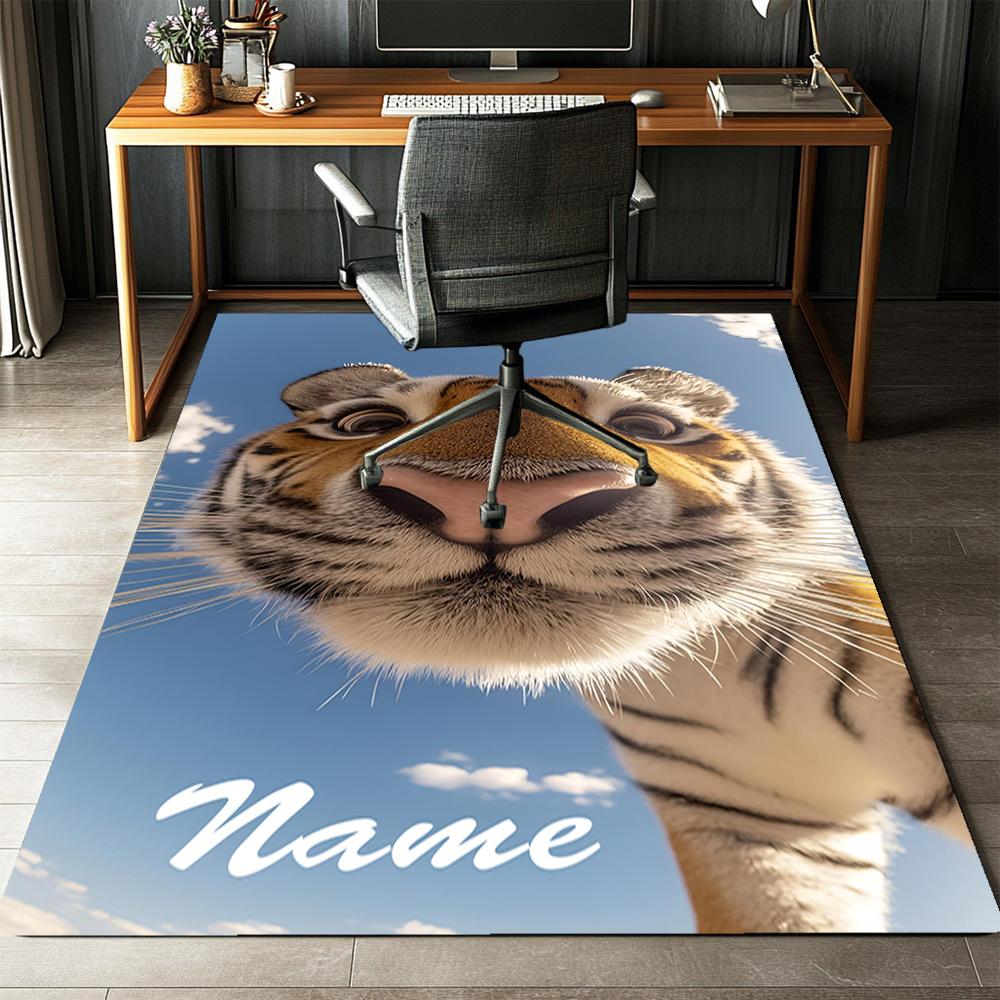 Custom Name Tiger Printed Carpet,Rug for Office Chair Living Room Bedroom Kitchen Room Decor Gifts.