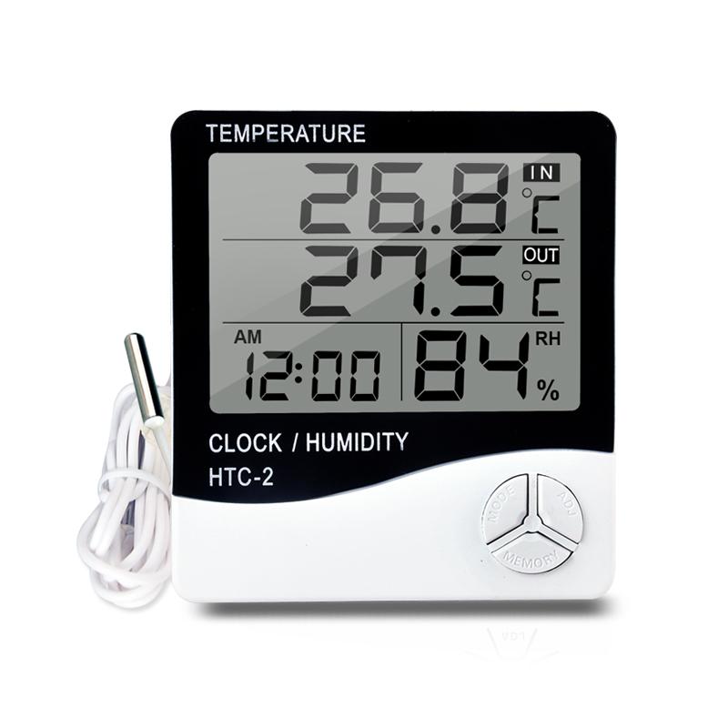 Indoor Thermometer LCD Digital Clock Thermometer Hygrometer Temperature Humidity Tester