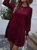 2025 New Elegant Long Jacquard Solid Color Dress with Round Neck and Long Sleeves for Europe and America