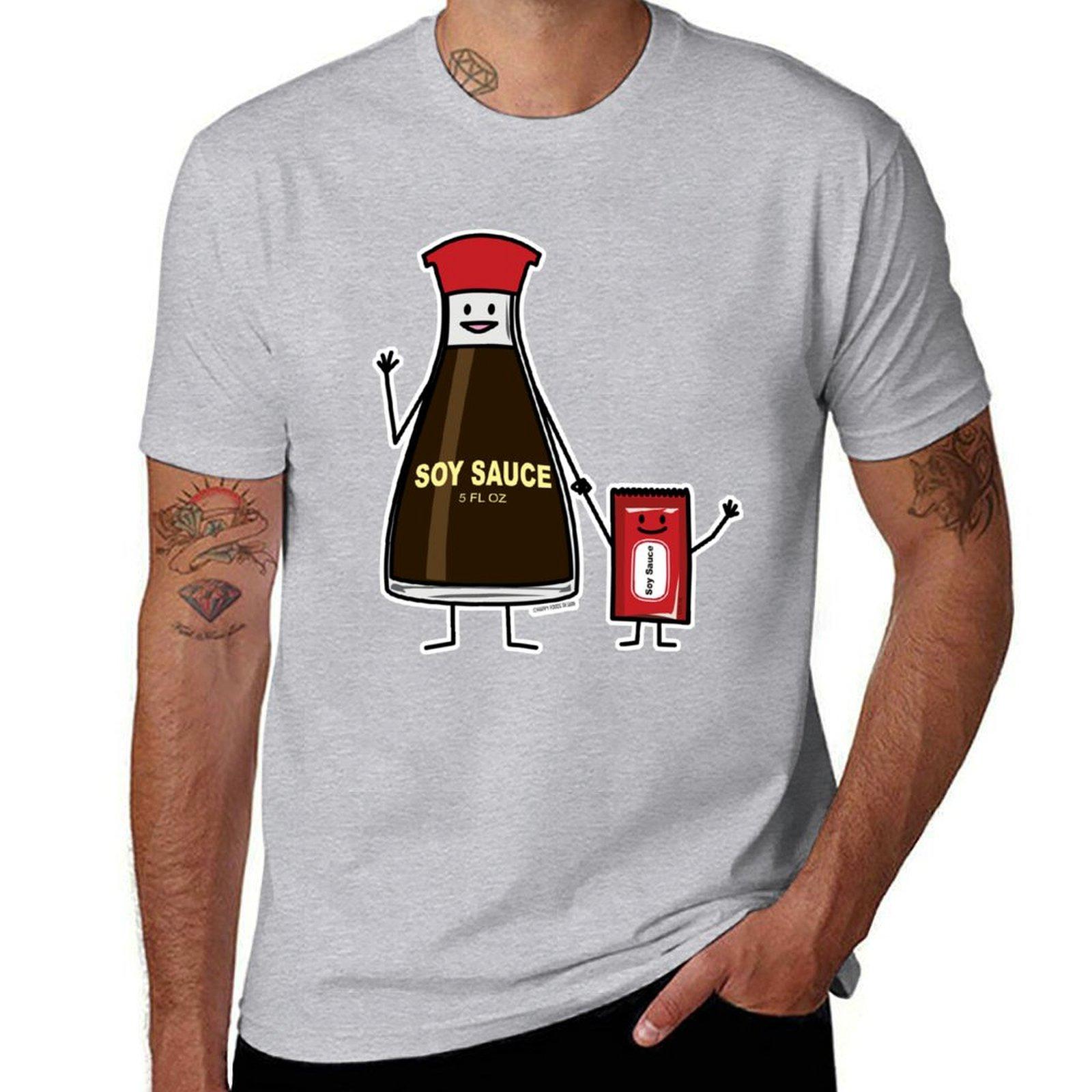 

Soy Sauce Bottle Packet kid child condiment Asian Tshirt korean fashion heavyweights anime quick drying men t shirt S