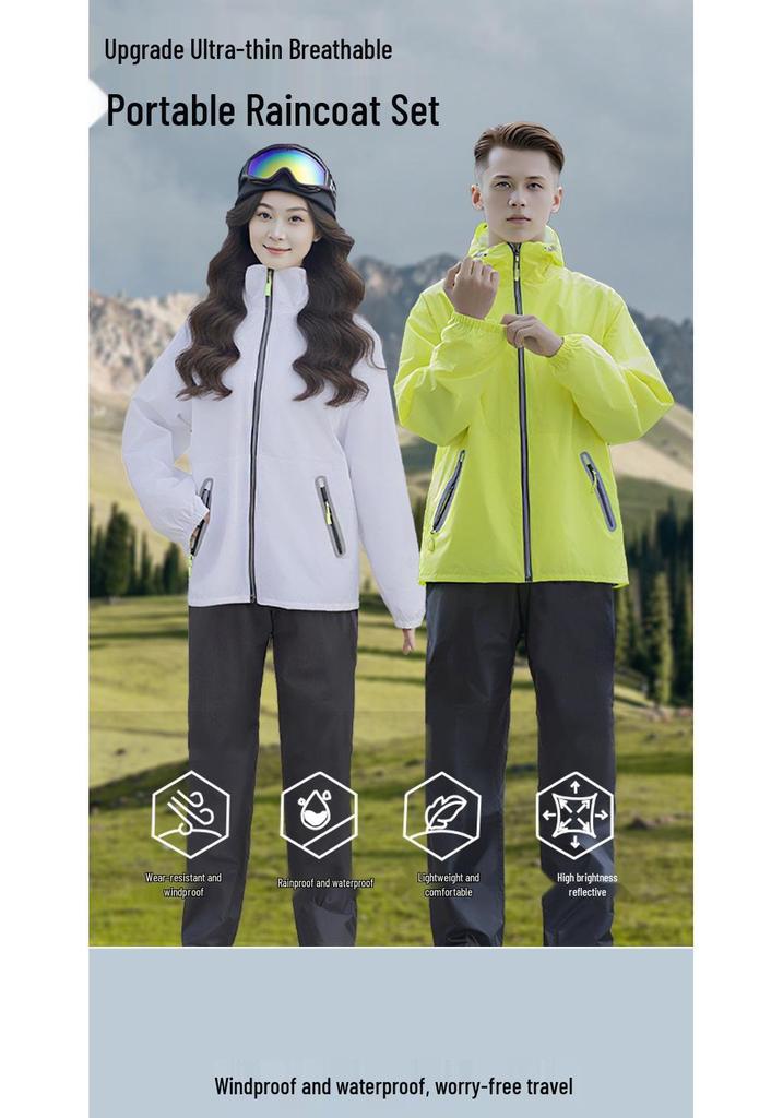 Men's Ultra-thin Raincoat and Pants Set: Anti-heavy Rain, Lightweight, Portable, Breathable for Outdoor Riders