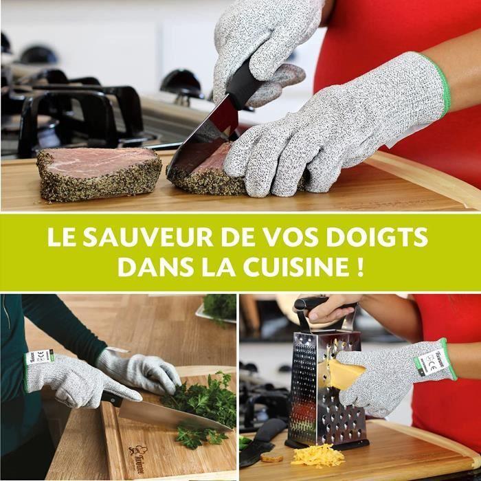 Paire de Gants Anti Coupures, Taille M - Gant Cuisine avec Protection de Niveau 5, Norme EN 388 - Meilleure Protection contr[464]