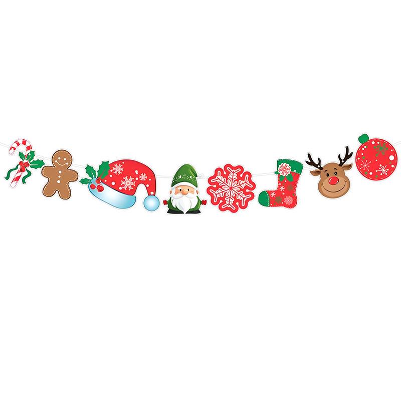 Cross-border Christmas Letter Flag Banner Paper Christmas Latte Flower Flag Hanging Flag Atmosphere Decoration Party Decorations