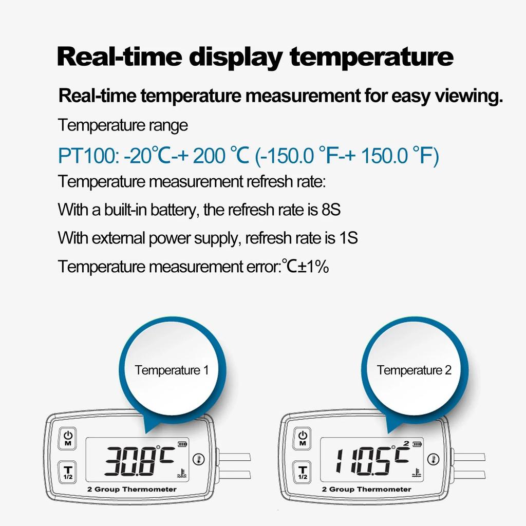 Termometro LCD a Canale Indicatore Temperatura Motore Display Digitale con Retroilluminazione Verde per Moto Barca ATV Termometro