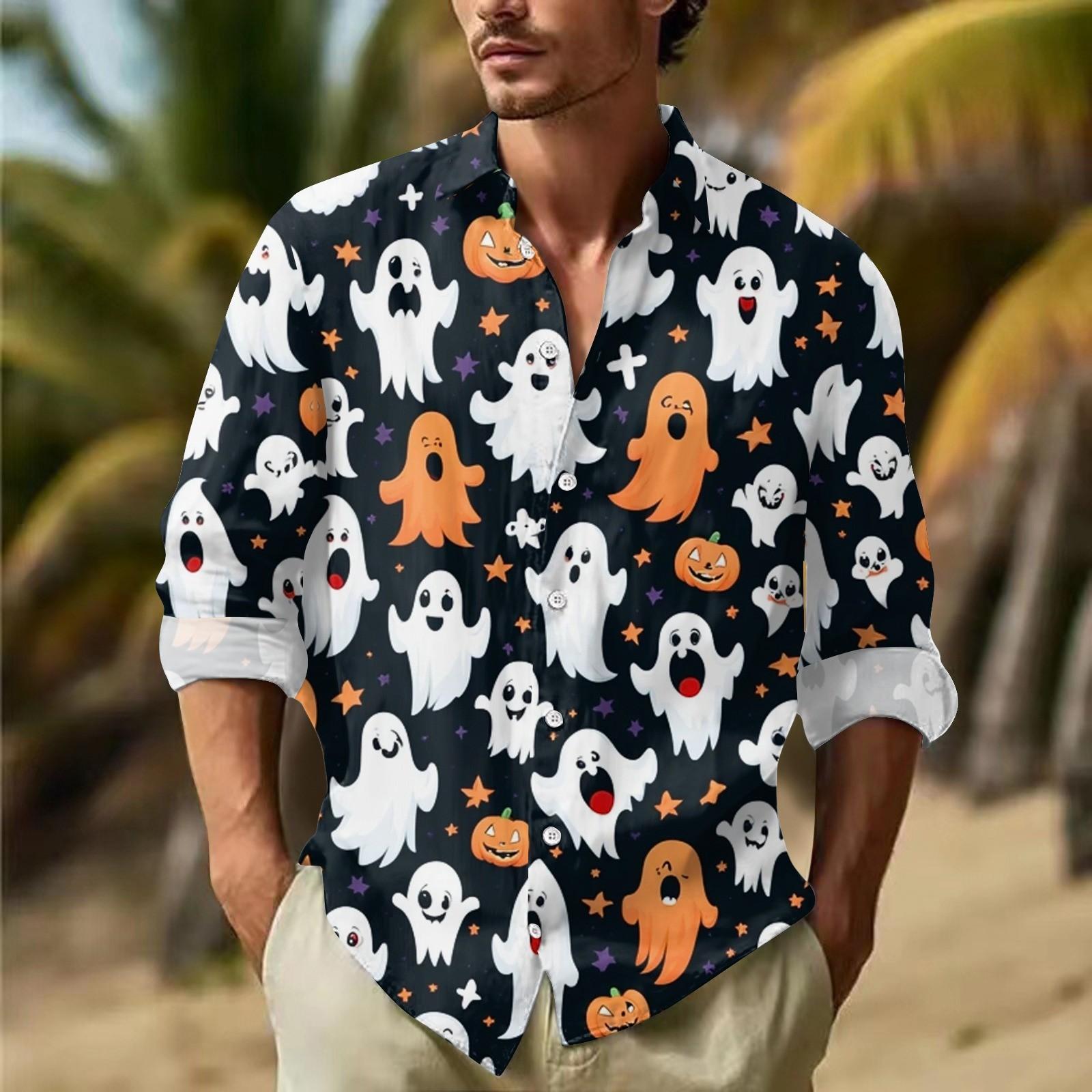 Мужские рубашки с длинными рукавами и пуговицами на Хэллоуин — фото 9