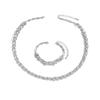 2Pcs/Set Women Jewelry Set Leaves Shape Rhinestone Inlaid Adjustable Length Necklace Bracelet Set Party Wedding Decor