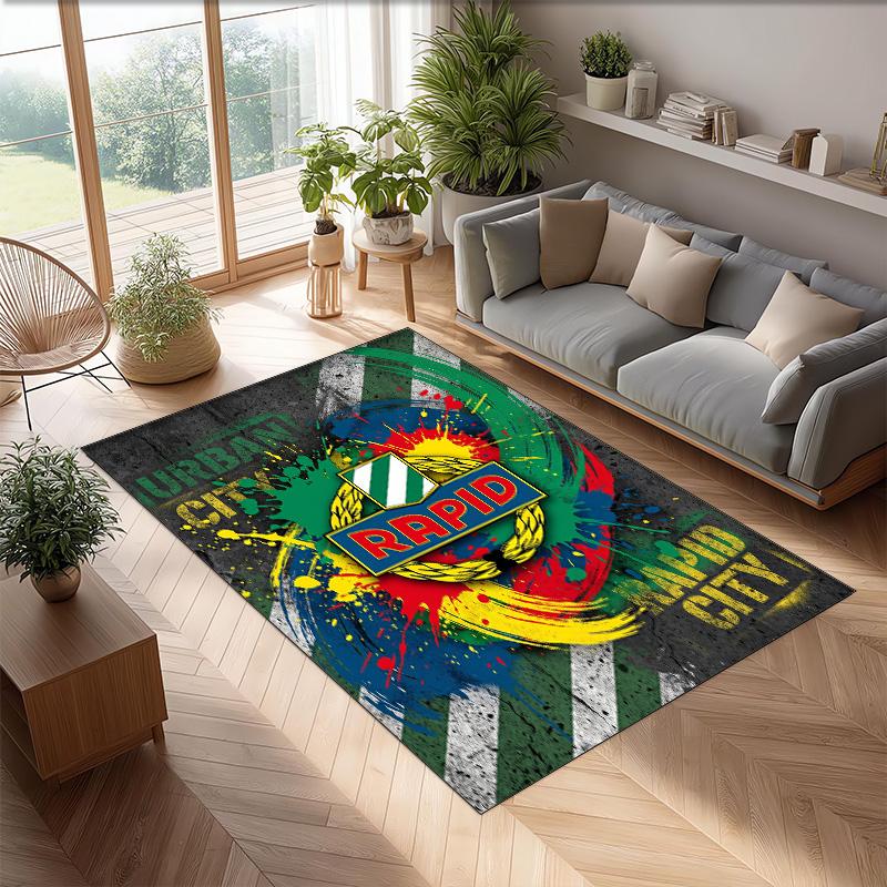 Rapid Wien FC Soccer Football Pattern Soft Area Rug Non Slip Indoor Floor Carpet Sports Decor Mat for Bedroom