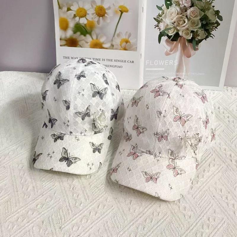 Colorful Butterfly-Themed Baseball Cap With Lace Lightweight Breathable Fashionable Sun Protection For Spring And Summer Casual