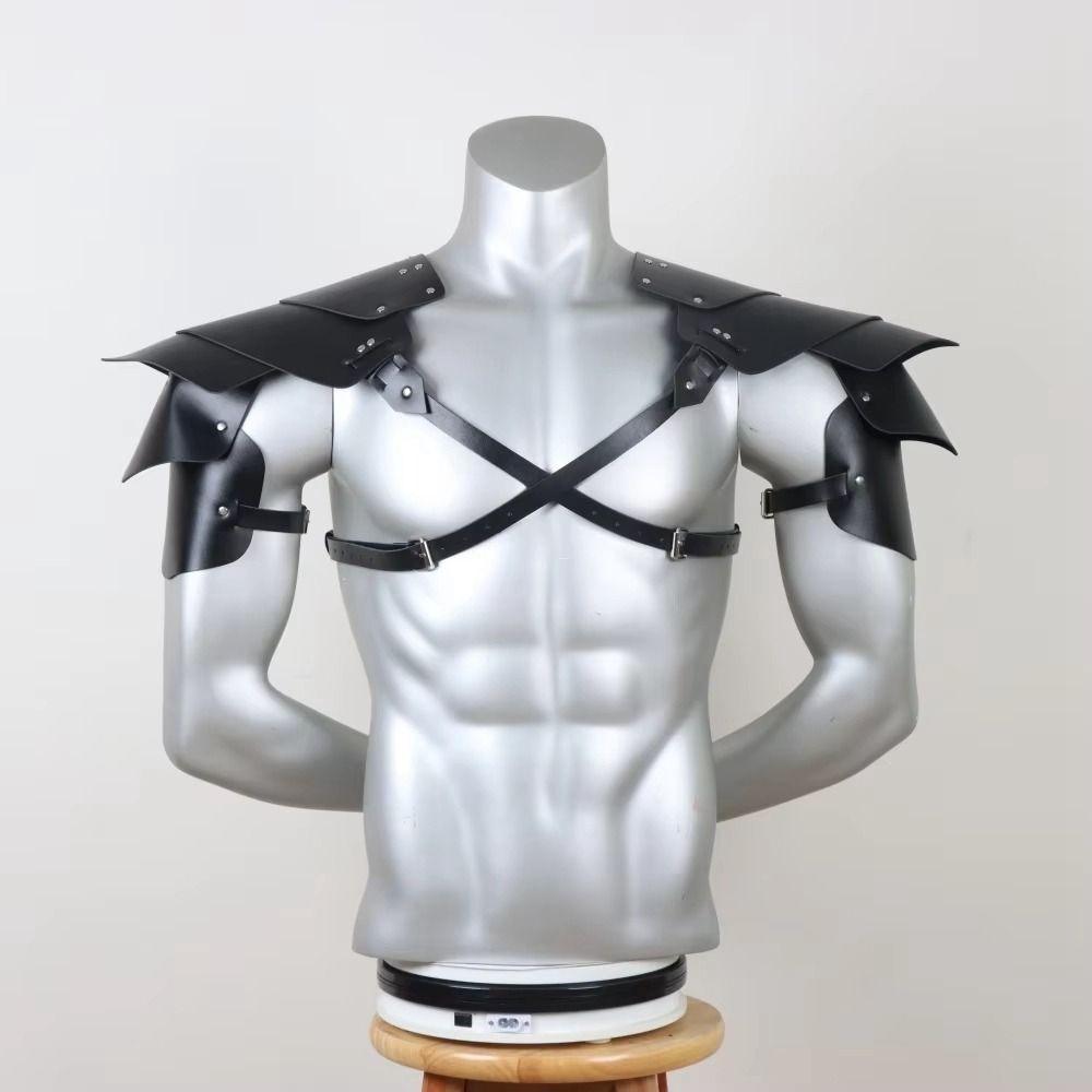 Plášť Kožený Postroj Dvojitý Ramenní PU Ramenní Zbroj Chránič Ramene Postroj Pirátské Cosplay