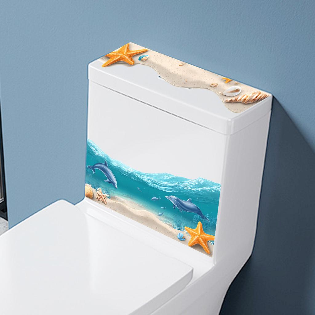 Beach Ocean Removable Flip Toilet Waterproof Sticker