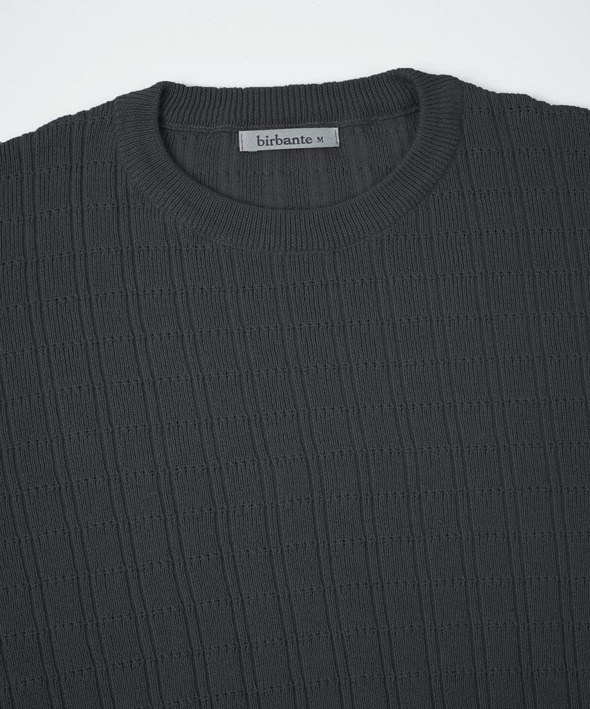 BIRBANTE Washable Cotton Square Round Knit - Dark Gray