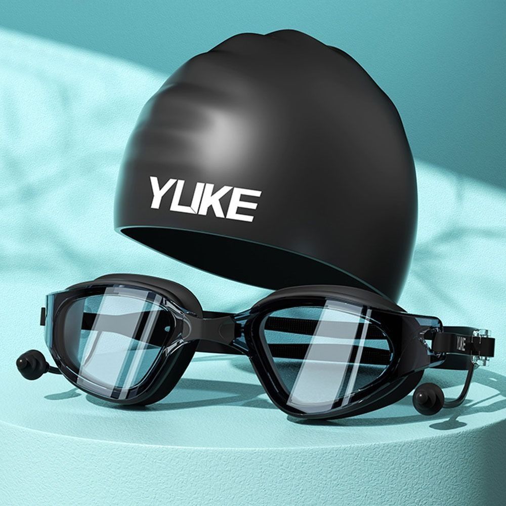 Adjustable Silicone Swim Cap Anti-fog Diving Eyewear Adult Swimming Goggles Set Summer