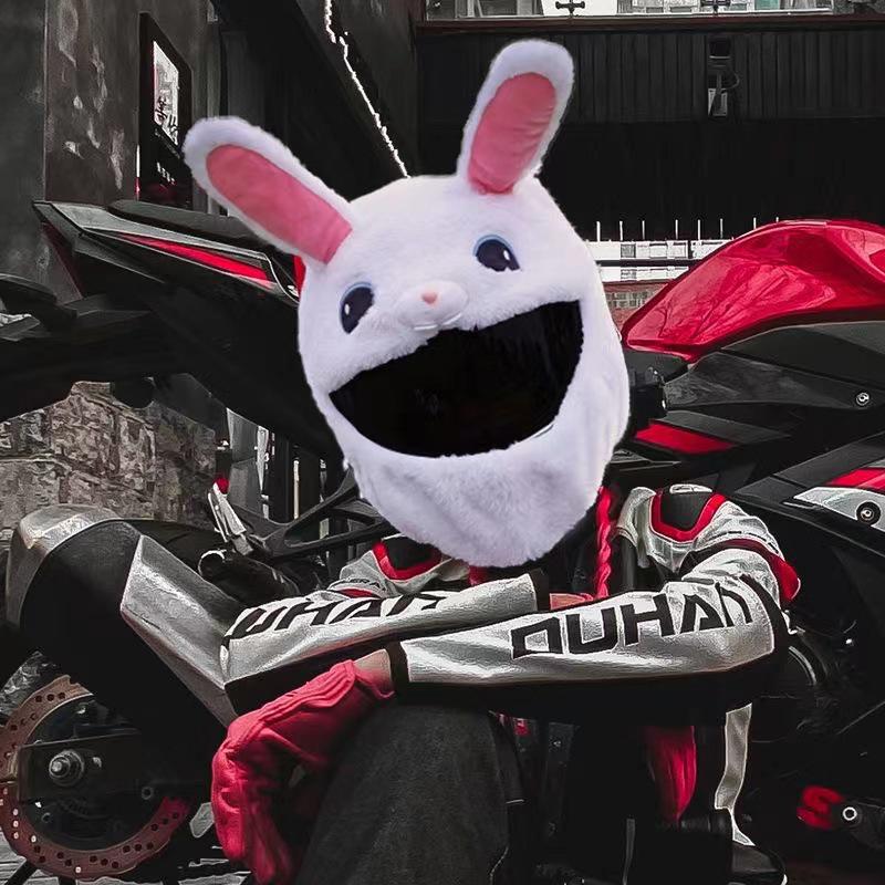 Motorcycle Helmet Decoration: Cartoon Rabbit, Toothless, Pumpkin Head Covers