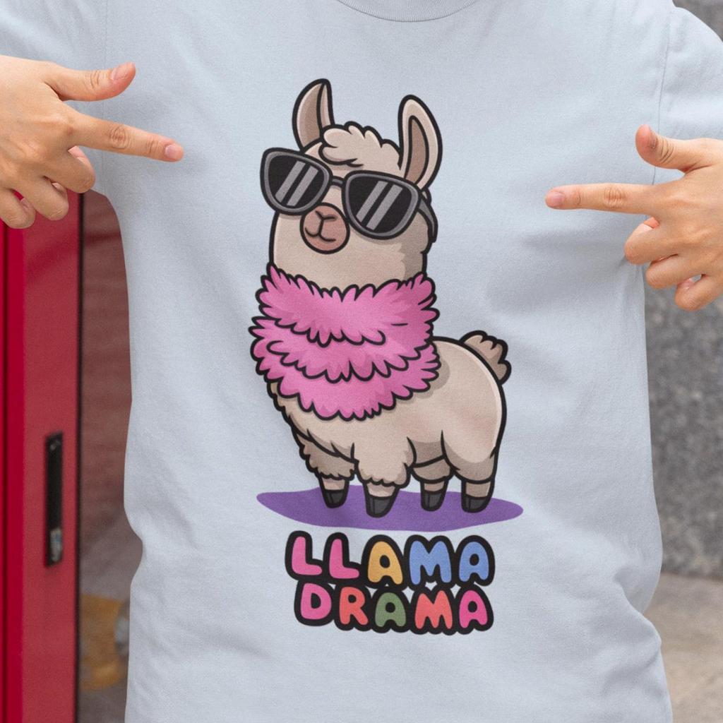 Llama Drama Funny T-Shirt for Women and Men | Cute Sunglasses Llama Graphic Tee | Sarcastic Animal Shirt | Gift for Llama Lovers