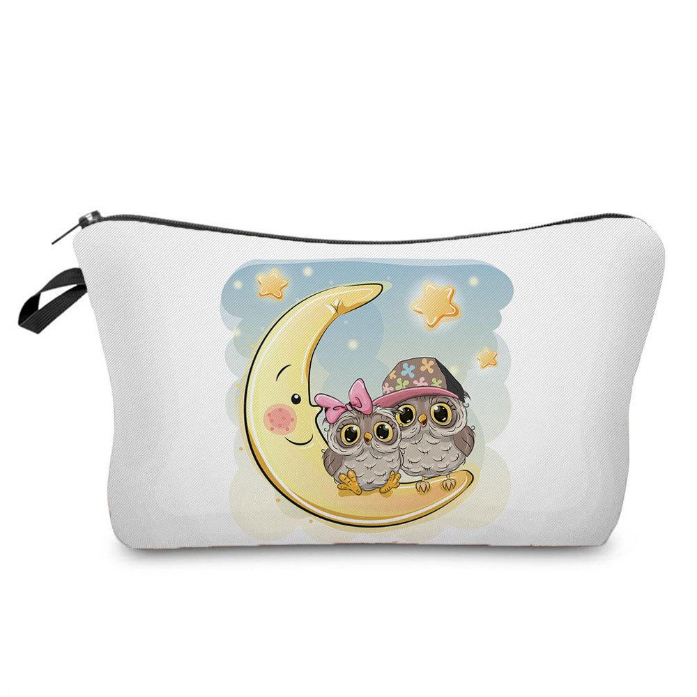 Women Owl Print Cosmetic Bag Toiletries Organize Travel Storage Case 6697
