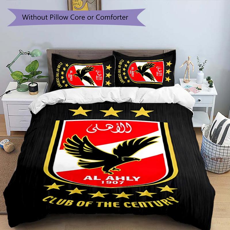 3pcs Al Ahly FC Design Cover Set - HD Printed Bedding with 1 Cover and 2 Pillowcases - Perfect for Home and Dorm Decor