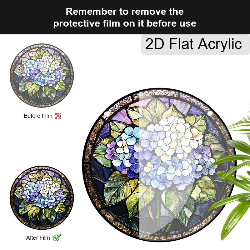 Acrylic Hydrangea Flower Suncatcher Stained Glass Effect Window Hanging Ornament Floral Gift for Home