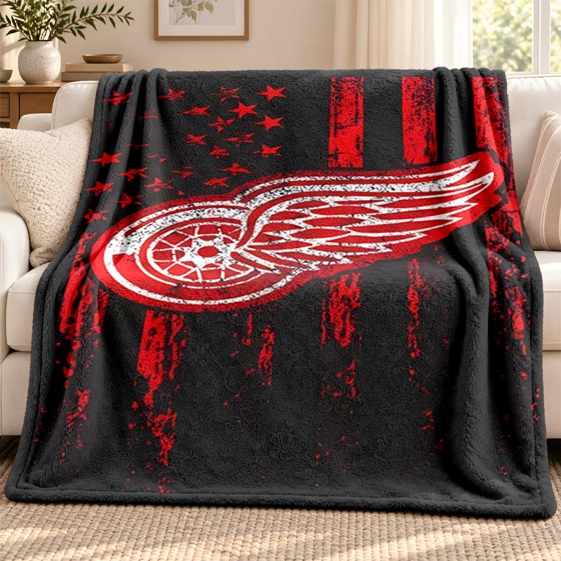 Detroit Red Wings blanket Flannel Blanket Soft Cozy Plush Throw for Sofa Bed Lightweight Home Decoration Outdoor camping