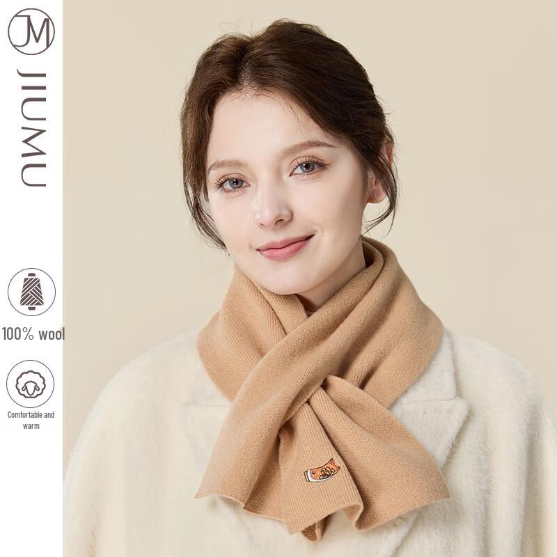 JIUMU Women's Sheep Wool Lucky Cat Knitted Neck Warmer